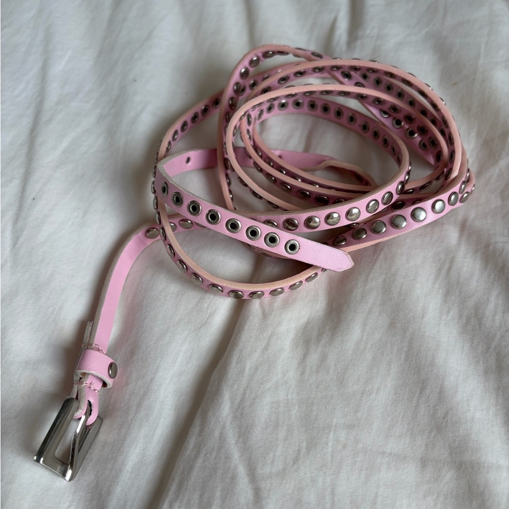 Pink Silver Studded Belt